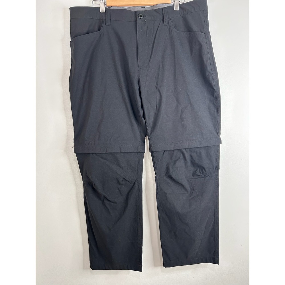 Eddie Bauer Mens Black Convertible Tech Hiking Pants Zip Off Shorts 40x30 Nylon